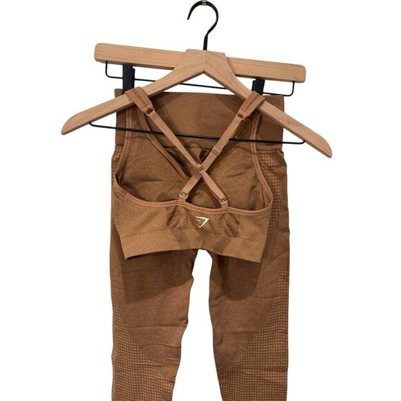 GymShark Vital Seamless‎ 2.0 Bra and Legging Set in Size Small Color Fawn Marl - Picture 3 of 6